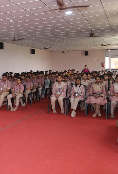 cbse school students in multipurpose hall